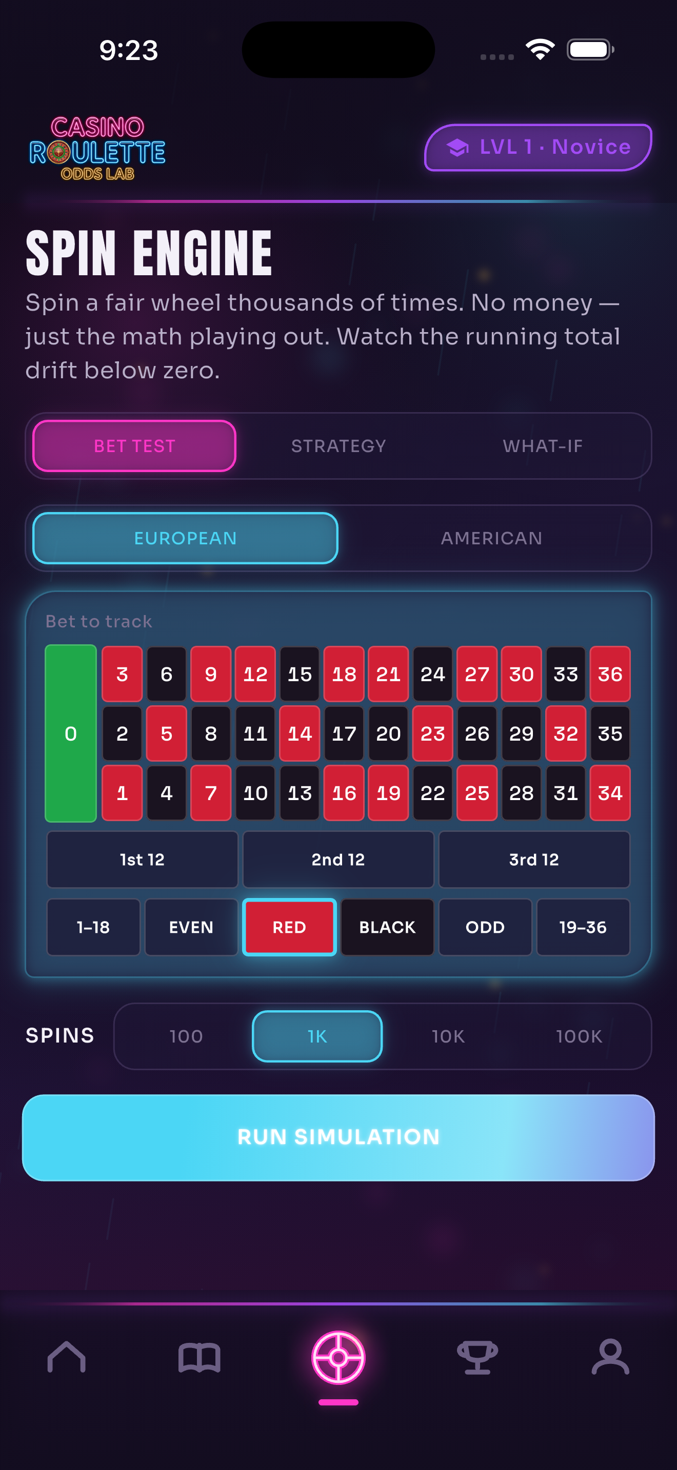 Simulator screen
